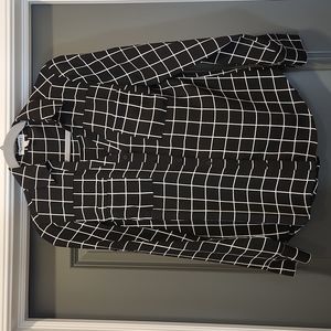 Express Portofino Black/ White Stripe Button Up Long Sleeve